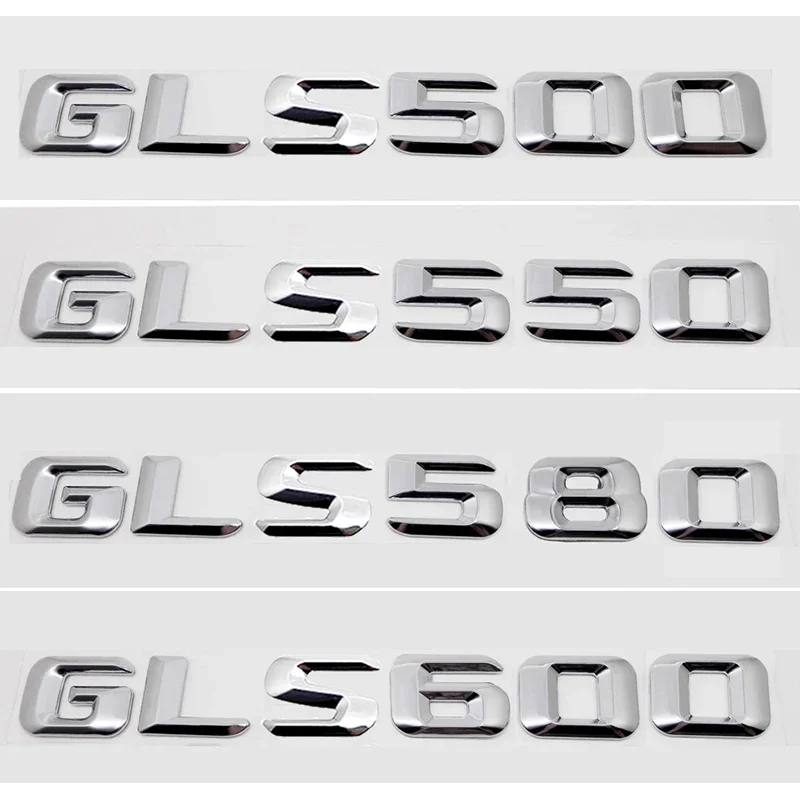 Car Tail Letter Number Emblem Stickers for Mercedes Benz GLS400 GLS450 GLS500 GLS550 GLS580 GLS600 3D Rear Trunk Badge Decal