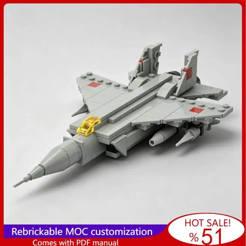 211PCS MiG 25 Foxbat Supersonic Interceptor War Series Fighter Jet Building Block Model DIY Assembly Collection Display Gift Toy