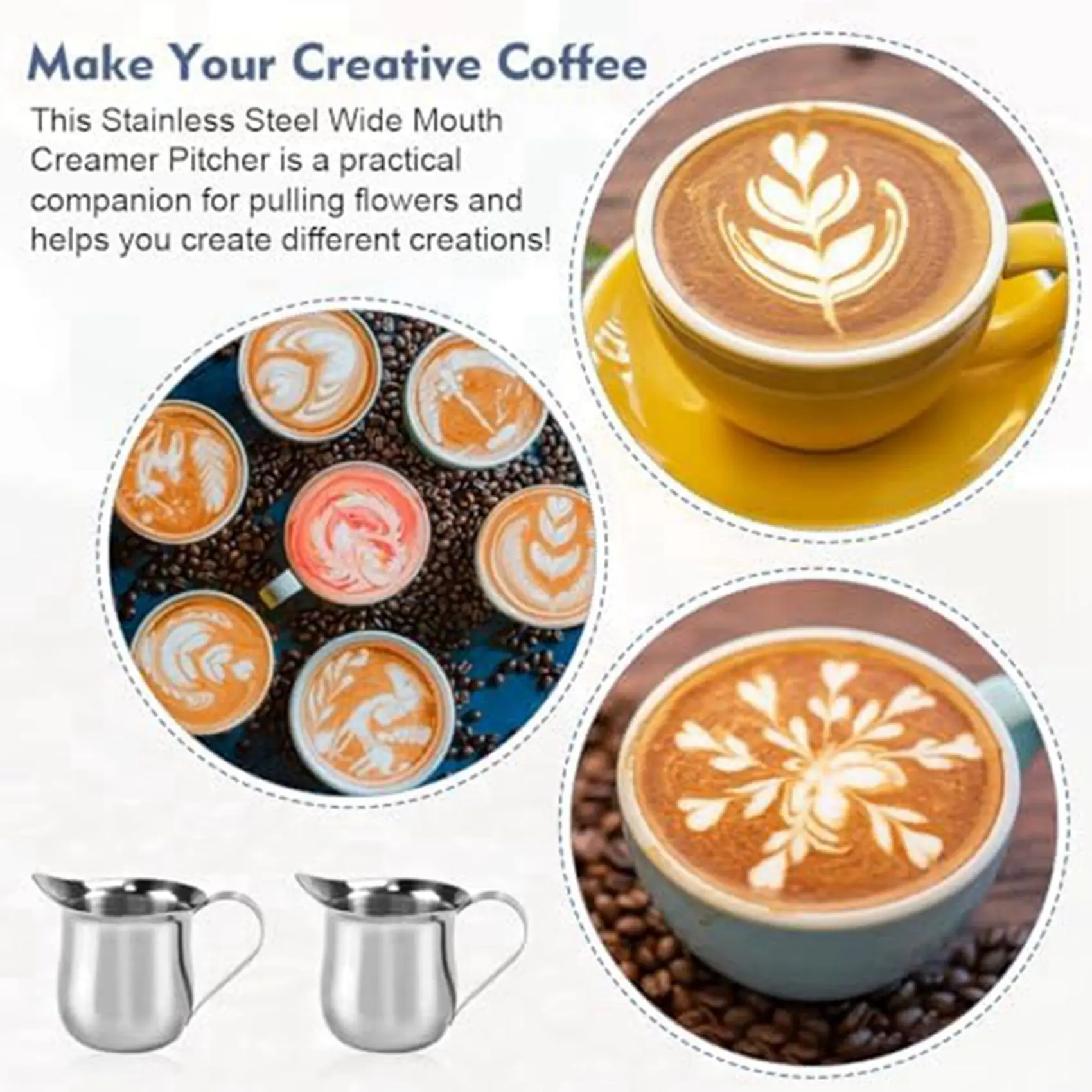 N18R 12 قطعة كريميات الجرس 90 مللي/3 أوقية إبريق كريمر صغير من الفولاذ المقاوم للصدأ كوب إبريق الحليب إبريق مزبد الحليب