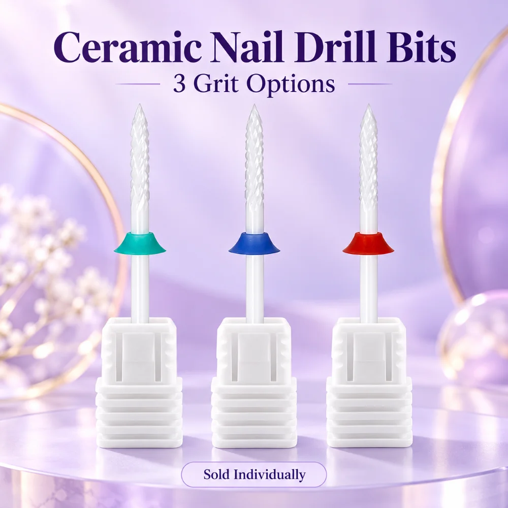 1PC Ceramic Cone Nail Drill Bit 2.35mm Stainless Steel Shank For Gel And Acrylic Removal Shaping Refining With Individual Holder