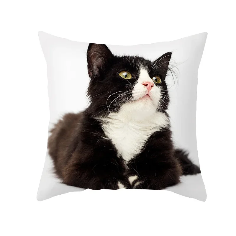 45X45CM Black Cat Pillowcases Polyester Home Cute Kitty Animal Lover Cushion Cover Funny  Decoration Pillow