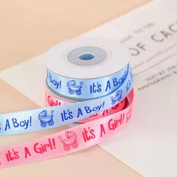 10yard/roll It Is A Boy Girl nastro stampato Gender Reveal Baby Shower confezione regalo nastro di raso artigianato fai da te nastri natalizi