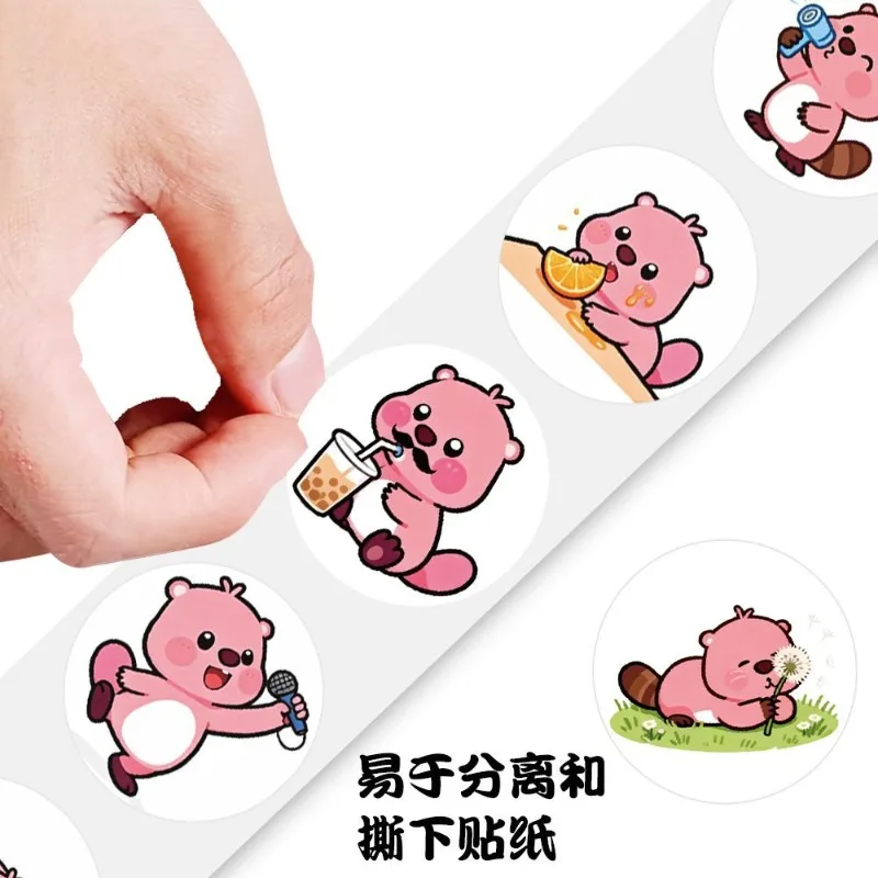 500Pcs Cute Loopy Stickers, Cartoon Pink Beaver Decals, Stylish DIY Decor Stickers for Water Bottle, Journal & Crafts view 4