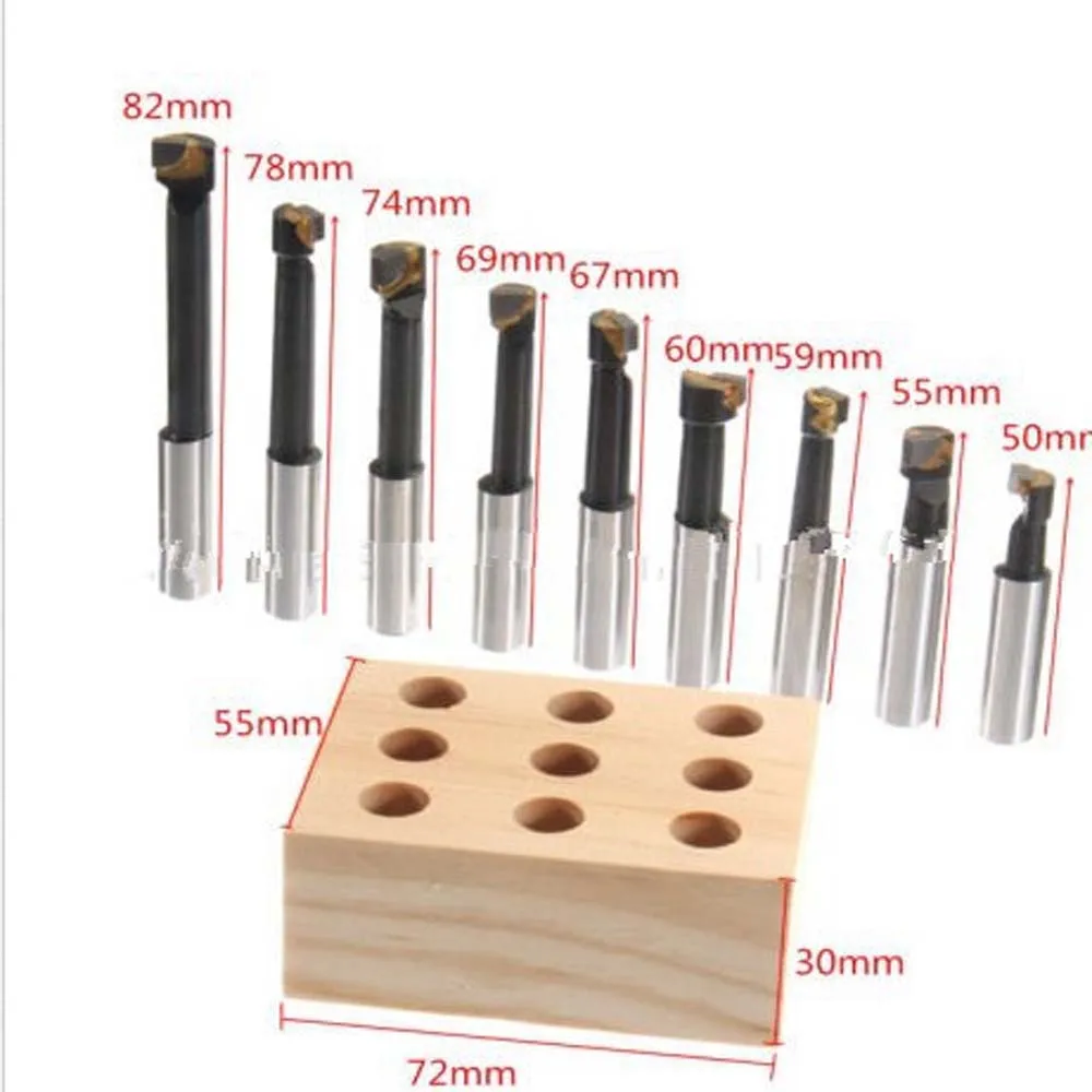 9Pcs/Set Of 12mm 1/2  Shank Diameter F1 Boring Bar For 2 inch 50mmF1-12 Type Boring Head