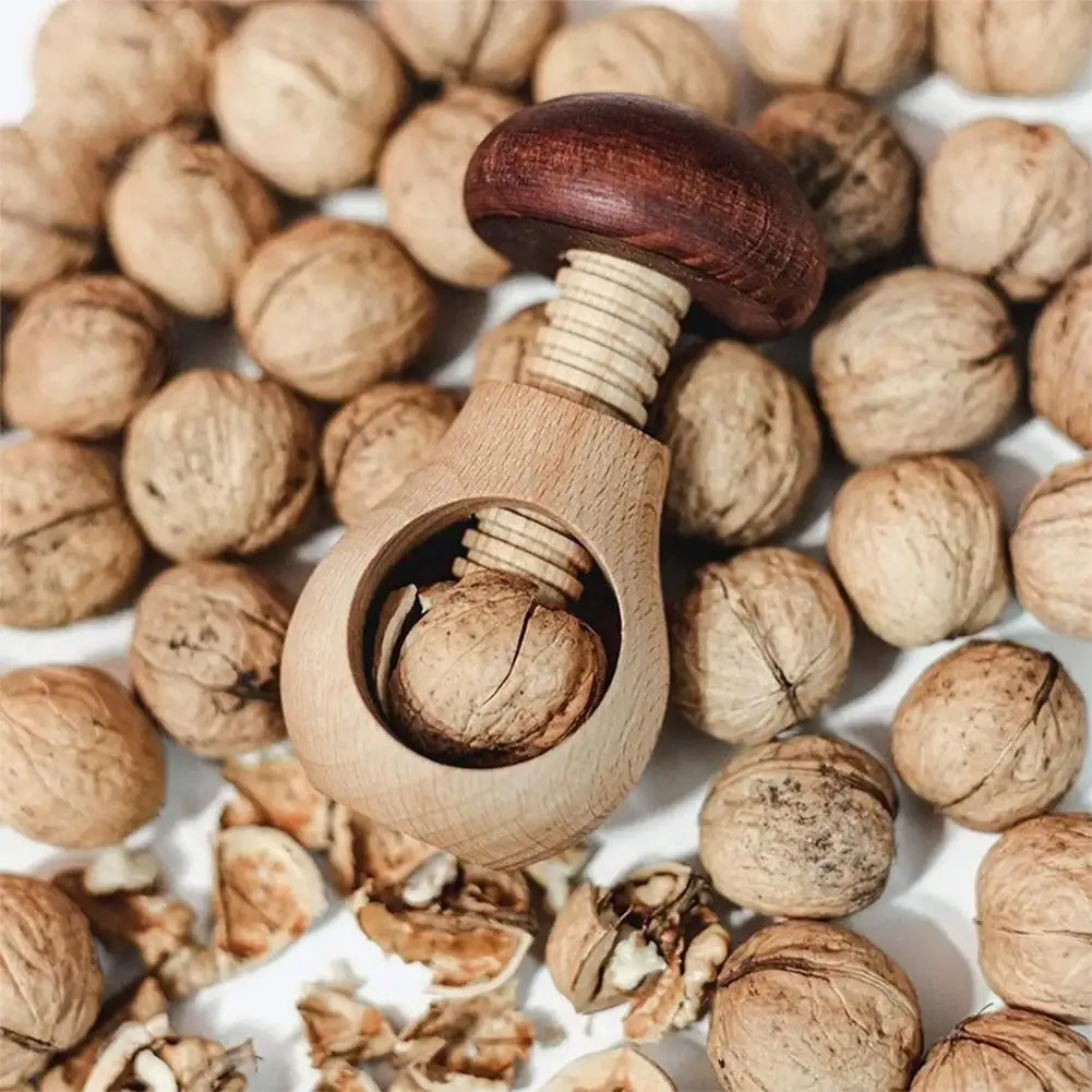 Picture 5: Creative Mushroom Shape Nutcracker Wooden Walnut Opener Walnut & Hard Shell Nut Opener Tool Multi-function Kitchen Tool