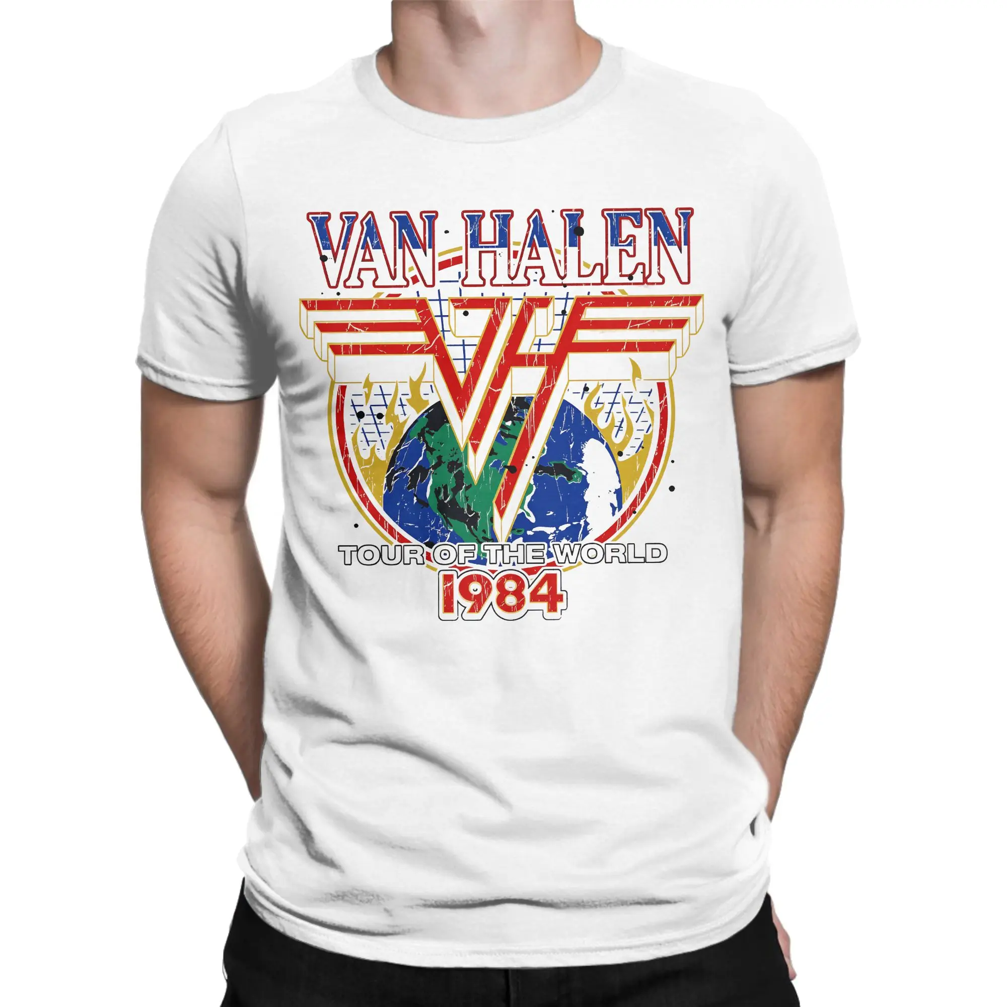 Van Halen Rock Music Band Logo  T-Shirt Men's  Aesthetic T Shirts Beach Round Neck Leisure Tees Custom Logo Oversized Tops