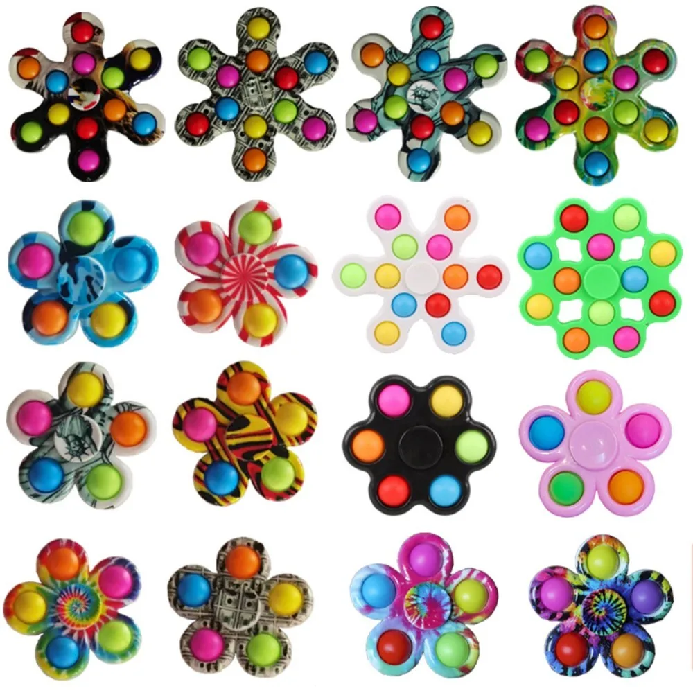 Silicone Rotating Finger Fidget Spinner Bubble Pop Toy for Kids and Adults Stress Relief Sensory Stimulation Game Gift