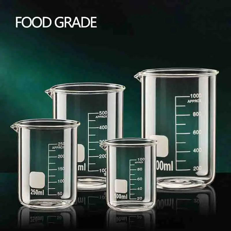 Copo De Medição De Vidro De Borosilicato De Alta Escala, Copo De Laboratório, Cozimento De Cozinha, 50 ml, 100 ml, 150 ml, 250 ml, 500 ml, 1000ml