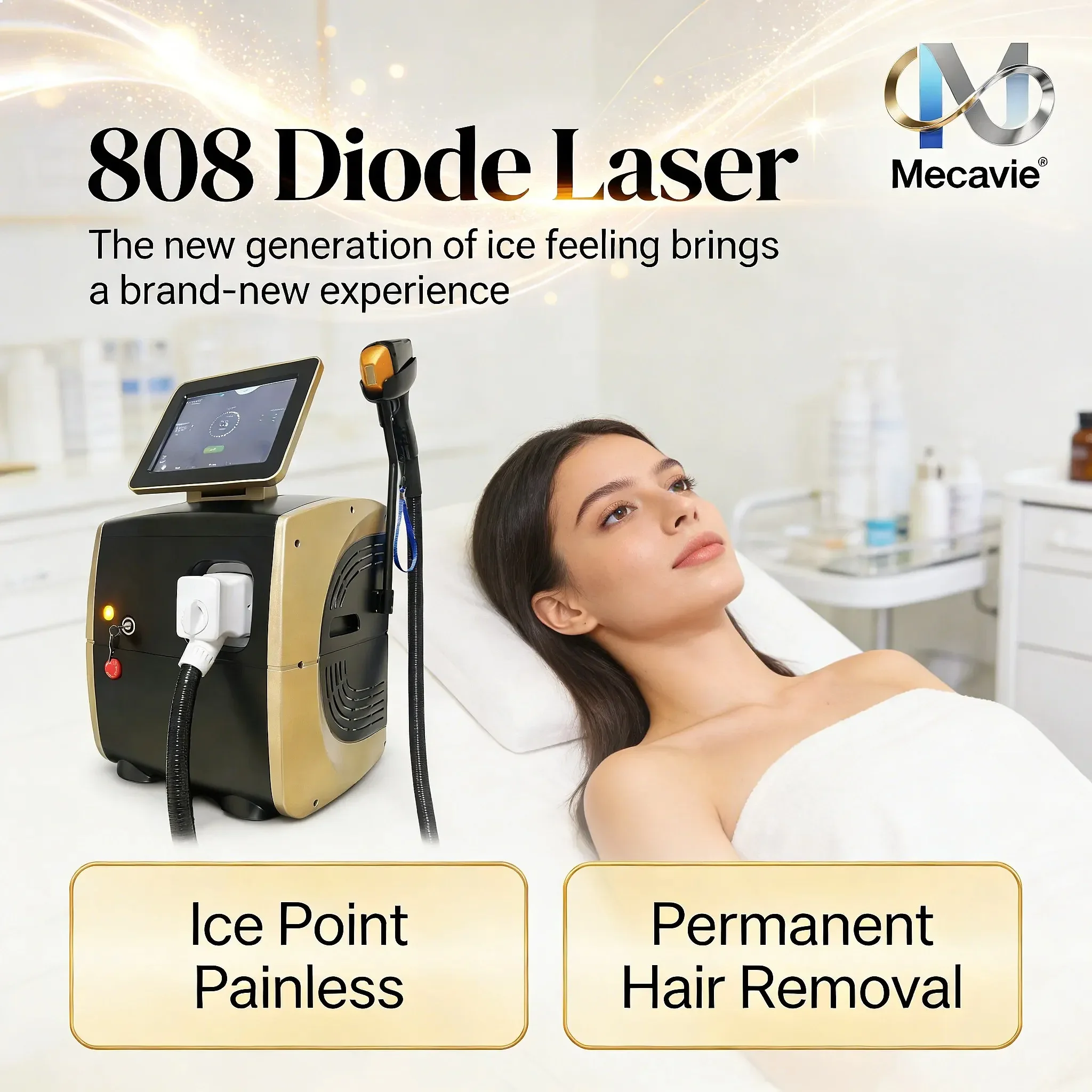 Completely Upgraded 808nm Diode Ice Titanium Laser Hair Removal Machine 4 Waves Face Body Unisex Salon
