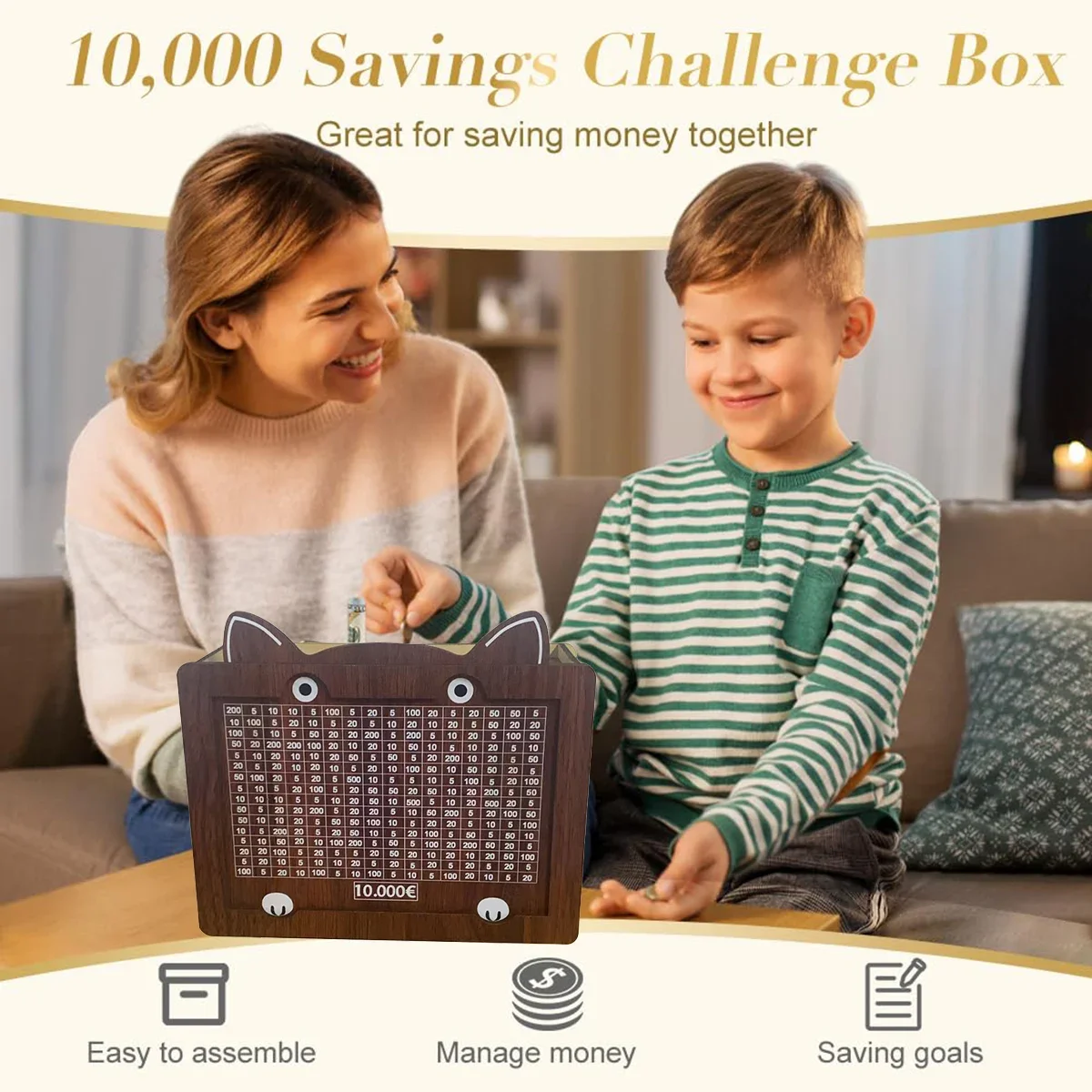 1 قطعة بنك النقود صندوق التوفير الخشبي صندوق توفير النقود الخشبي مع هدف العملة والأرقام صندوق النقود الخشبي للعملات المعدنية الساخن #5