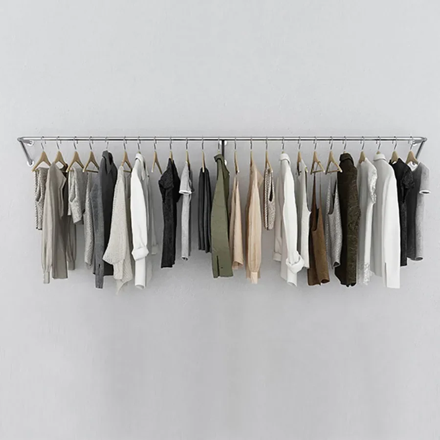 Sliver Cloth Racks Wall Hanging Golden Simple Minimalist Rustic Long Extendable Clothes Hanger Vestidores Hallway Furnitur image 4