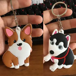 double-face PVC Shiba Inu keychain for women key ring Siberian husky keychain cute dog keychain key holder portachiavi bag charm