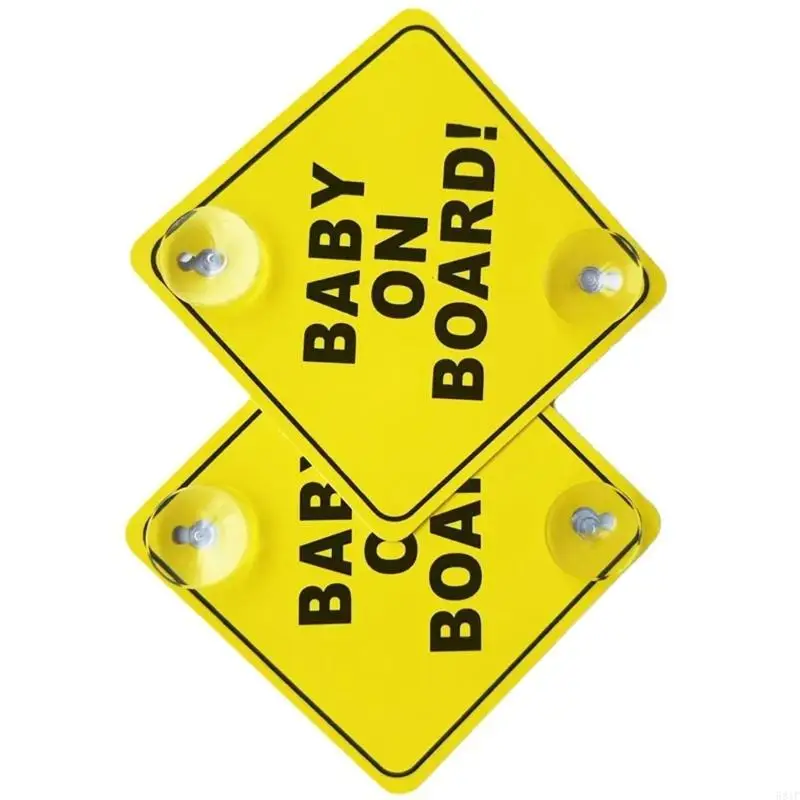 581F 2 Piece Infant Travel Safety Sticker Removable Reflective Car Warning Decal