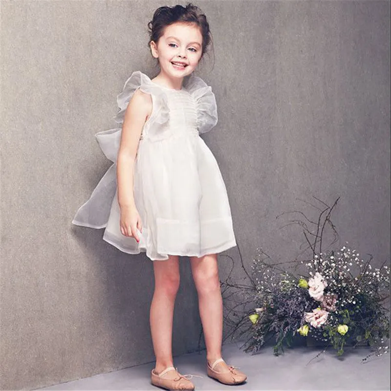 Girls' Dress with Flutter Sleeves, Fairy-like Princess Dress25Summer New Foreign Trade Children's Wear Delivery3-8Years Old