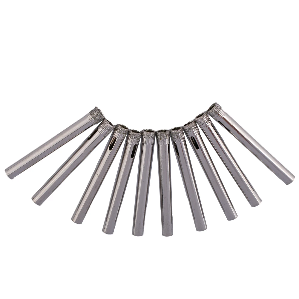 Broca de diamante revestido para vidro cerâmico e telha, Hole Saw, Hole Saw, Adequado para fazer furos em vidro e telha, 6mm, 5x0.6x0.6cm, 10Pcs