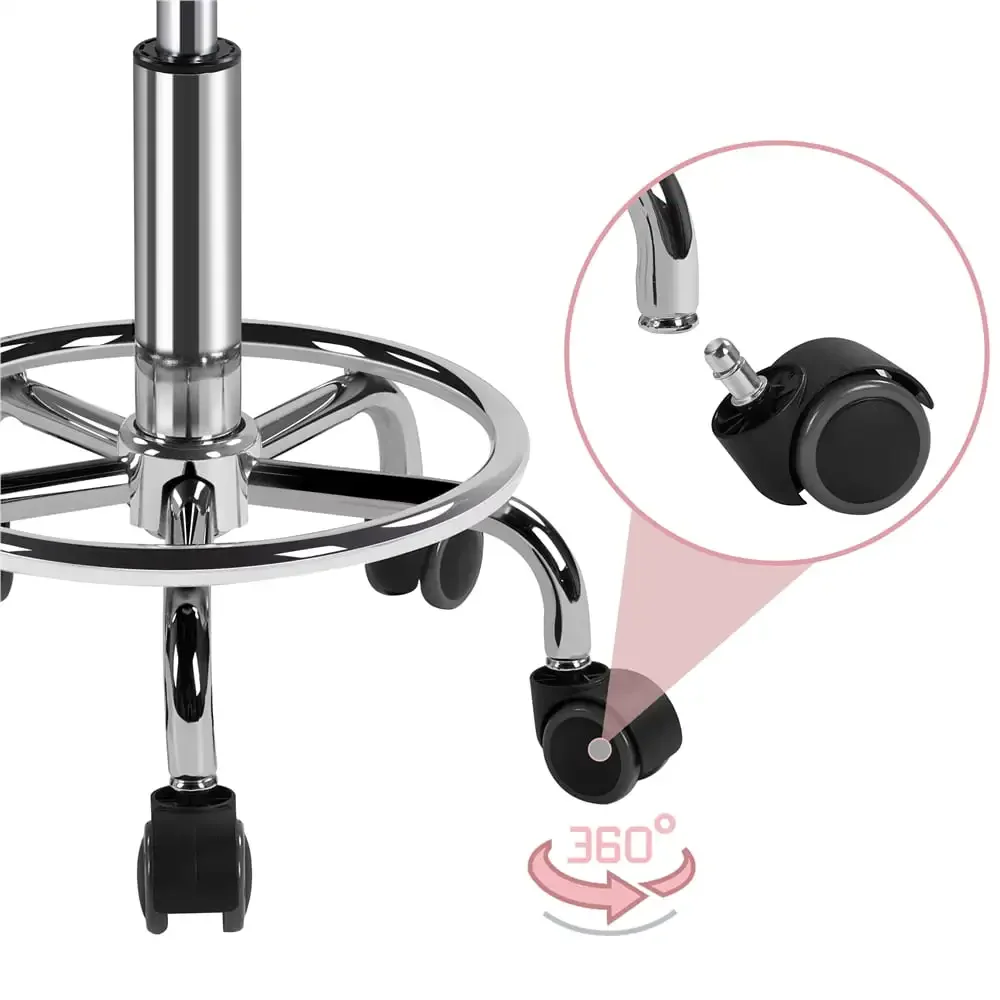 Tamborete de couro giratório ajustável, branco