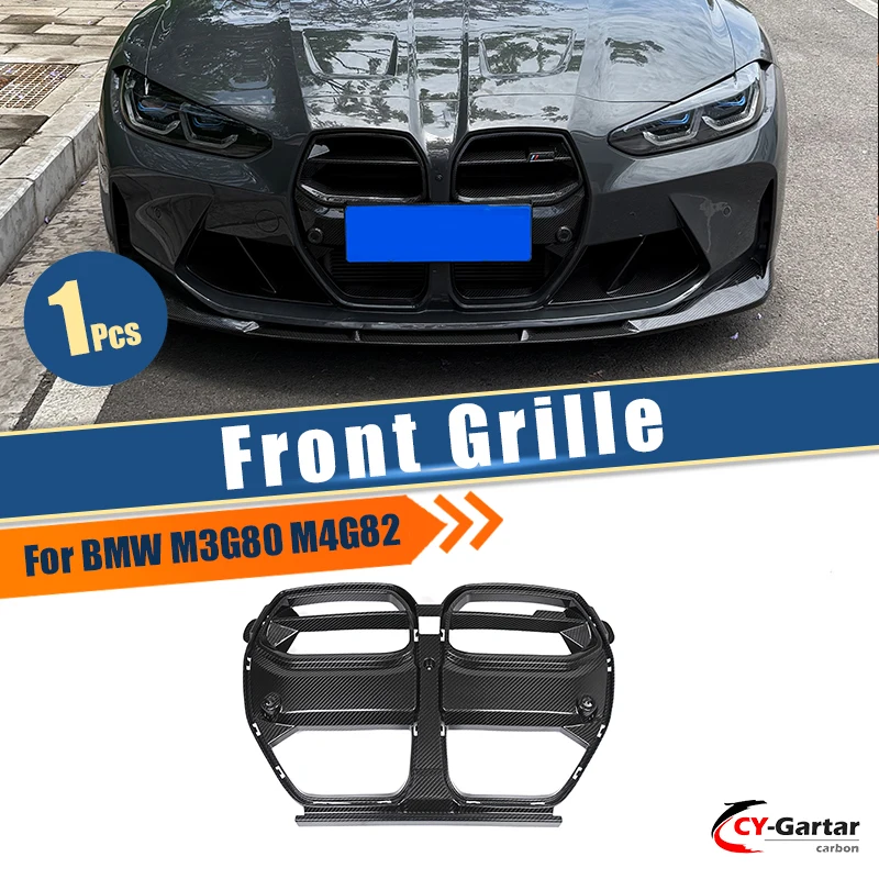 Grade dianteira de fibra de carbono seca de alta qualidade, grelhas de corrida de entrada de ar para bmw m3 m4 g80 g82 g83 2021 + estilo ap, peças de grade de rim