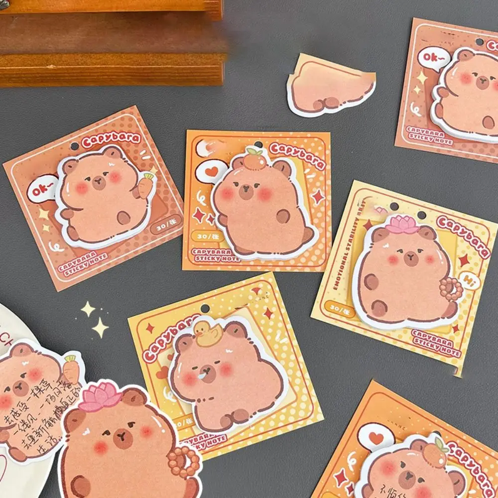 30 Sheets/Pack Portable Ins Capybara Special-shaped Sticky Note Sticky Cartoon N Times Posted Cute Creative Memo Pad Planner