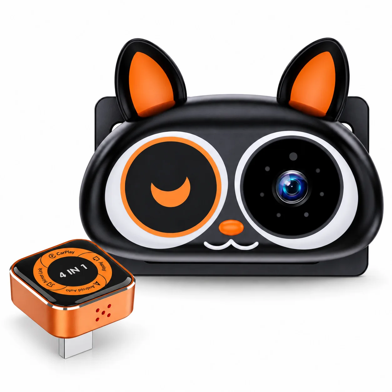 4in1 Wireless CarPlay Adapter Baby Car Camera 1080P HD 150° Wide Angle Night Vision Plug & Play Backseat Monitoring for Infant