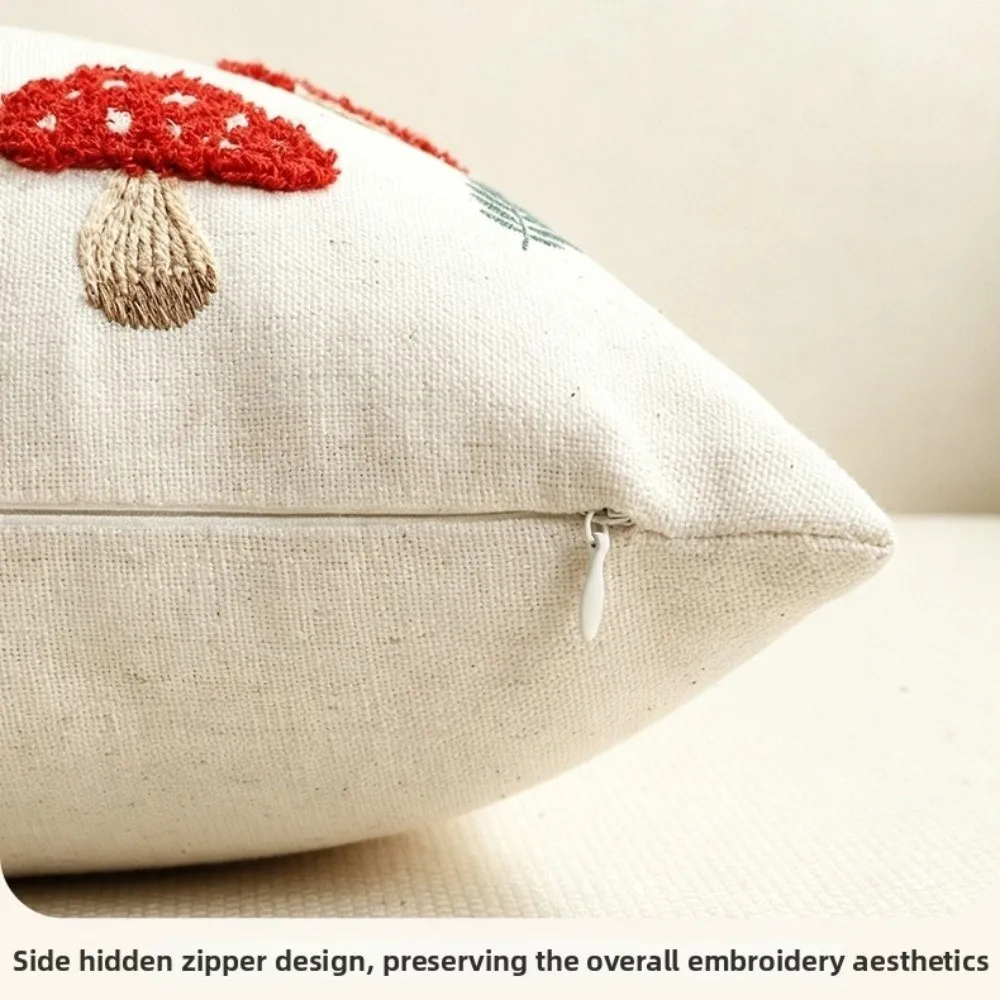 New Soft Throw Pillow Covers Mushroom Maple Leaves Decorative Pillow Case Zipper Closure Orange Red Cushion Covers Fall Decor