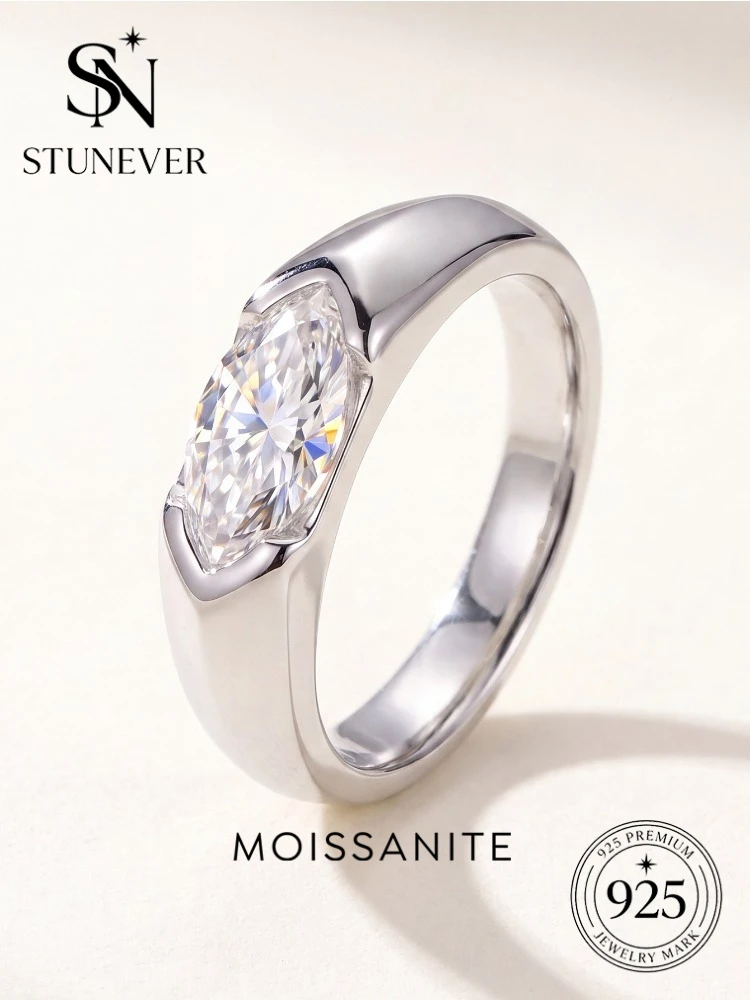 925 Sterling Silver Fashion Real 1CT Marquise Moissanite Diamond Wedding Ring Engagement Rings for Women Gift Fine Jewelry