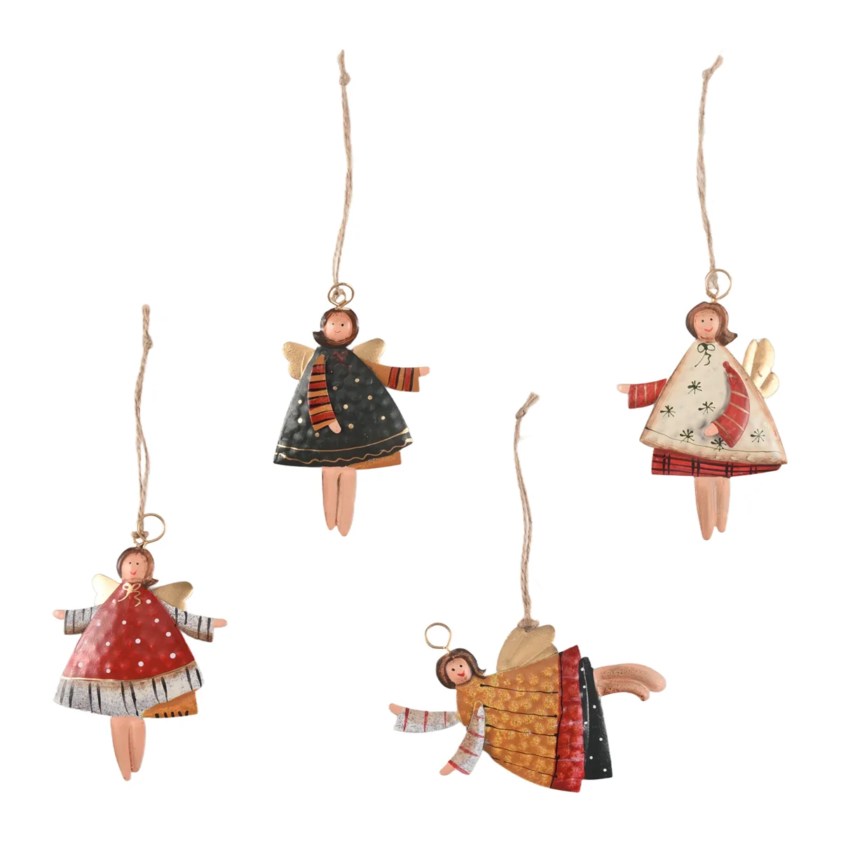 4 PCS Christmas Metal Dancing Angel Pendants Christmas Tree Hanging Ornaments Xmas Tree Doll Decorations for Home Party