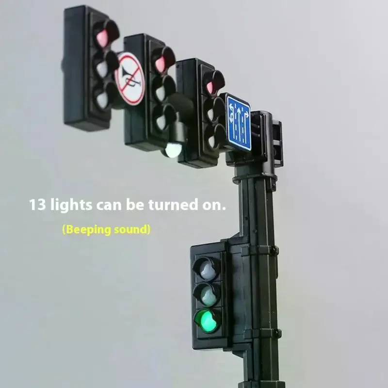 

1Pcs Lamp Block Brick City Street View Parts Safety Dducation Traffic Light Toy Signpost Barrier Speed Indicator Warning Gifts