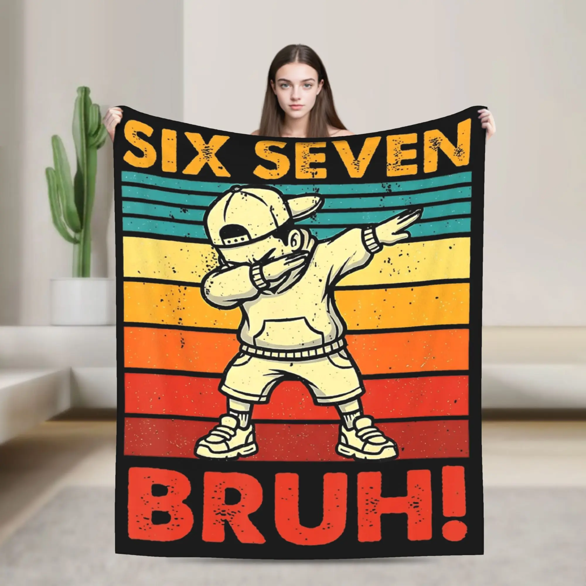 

Six Seven Bruh Dabbing 67 Meme Blanket Fleece Textile Decor Breathable Warm Throw Blankets for Bedding Office Bedding Throws