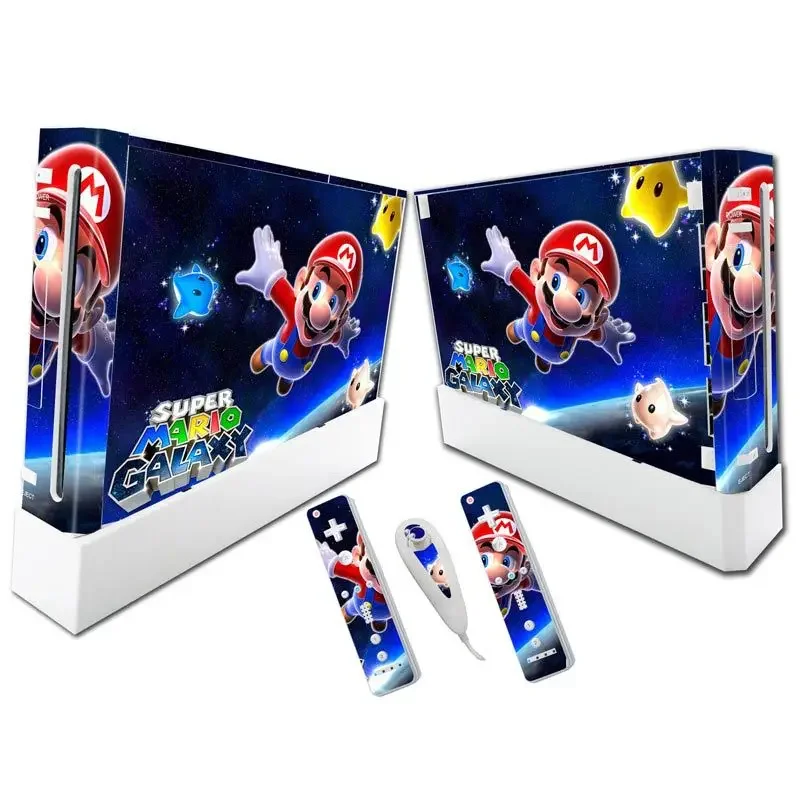 Super Mario Bros WII penutup Decal stiker kulit warna-warni PVC untuk permainan Nintendo WII lapisan pelindung pengontrol badan konsol Game