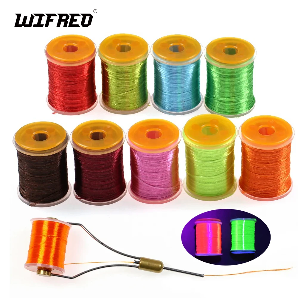 WIFREO 200D UV resaltado hilo para atar moscas neón hilo para atar moscas hilo para atar moscas salmón bajo patrón de mosca Material para atar