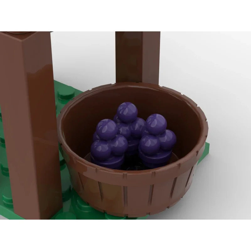 Grape Trellis Plant Tree City Bricks MOC Creative Assemble Colorful Pine with BasePlate Plants Model Building Blocks Tree Toys