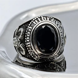 Black Stone God Eye Ring 316L Stainless Steel Jewelry Biker Punk Goat Ring