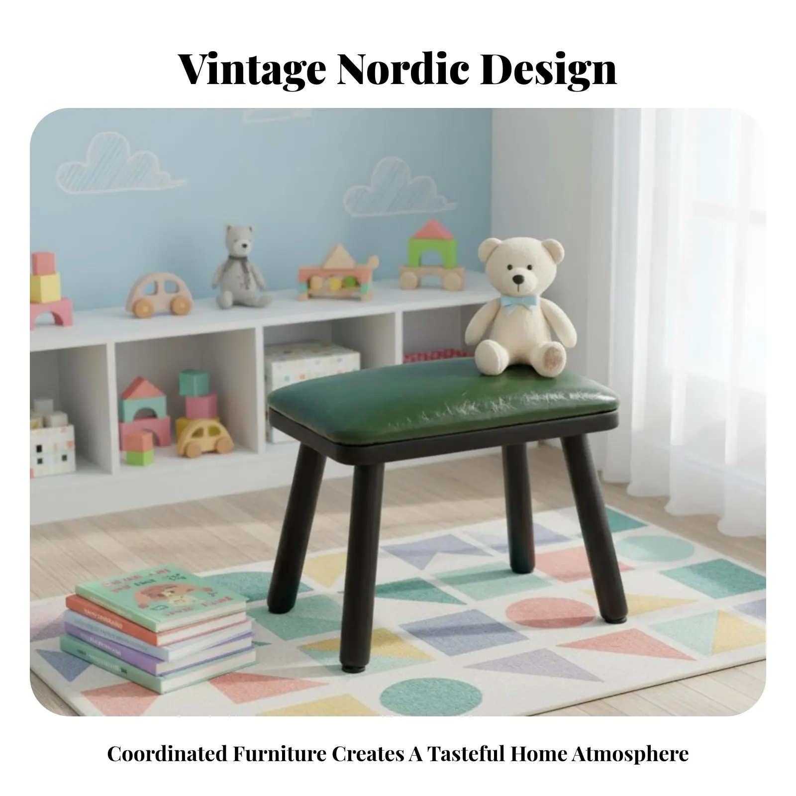 四脚木製踏み台、低木製表面に適応可能、玄関、寝室、浴室に最適な頑丈な構造