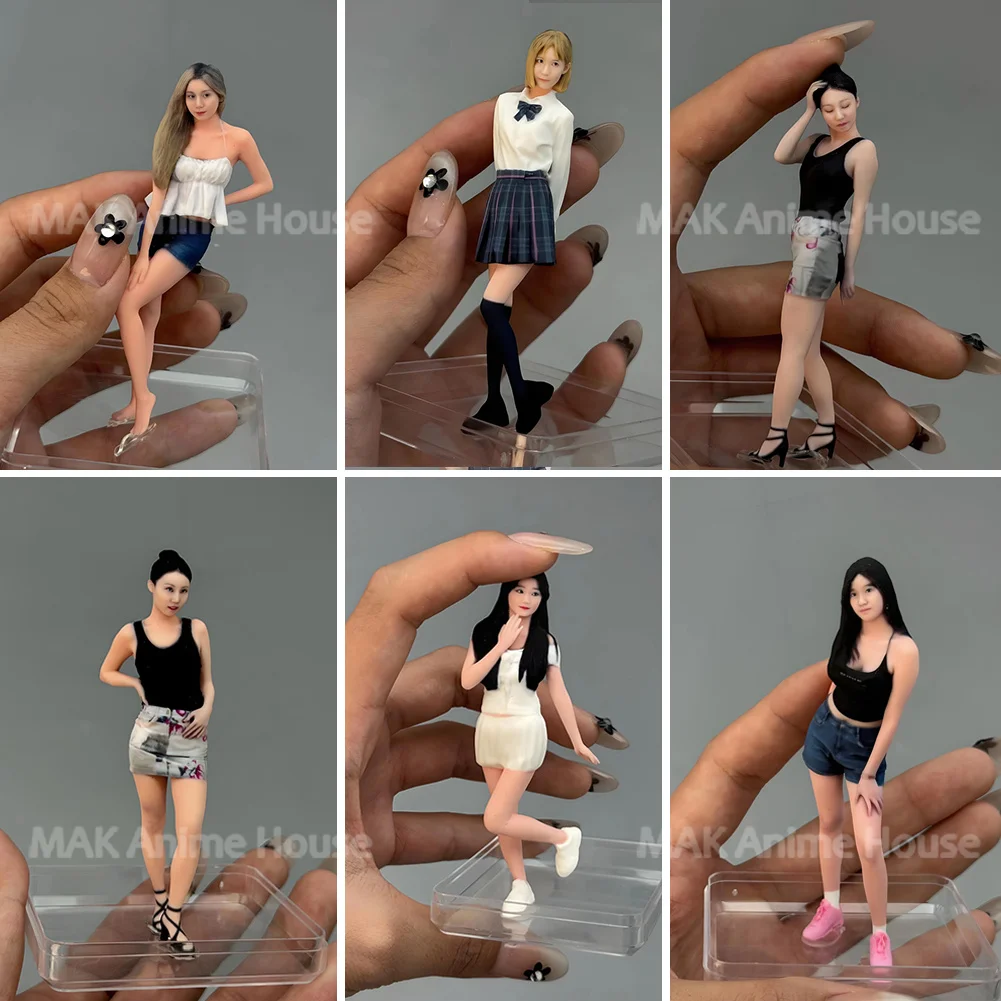 

Diorama Exquisite Facial 3D Print 1/18 Sexy Shopping Beauty By Car Girl JK Student Girl Figure Hyperrealism Model Scene Dolls