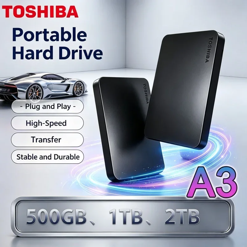 New Toshiba A3 HDTB420XK3AA Canvio Basics 500GB 1TB 2TB USB 3.0 Portable External Hard Drive, Black Portable External Hard Drive