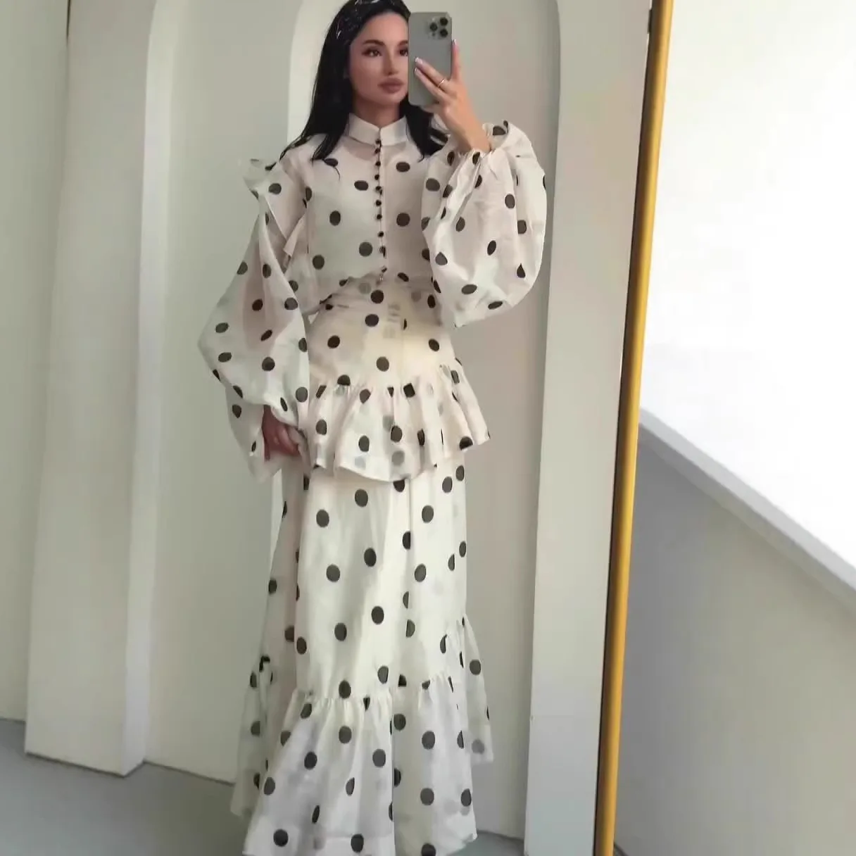 

Vintage Elegant Long Sleeve Dresses for Women Spring Summer Evening Dress Flowy Maxi Dress