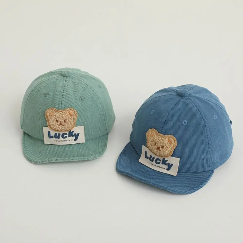 

Lovely Cartoon Baby Baseball Cap Solid Color Soft Brim Bear Baby Hat Bucket Hat Peaked Hat Infant Sun Hat Toddler