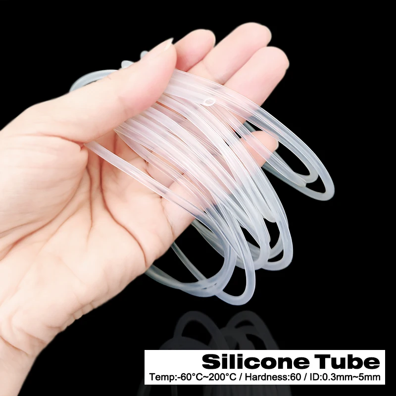 5/10M Nontoxic Flexible Silicone Tubing ID 0.5 1 2 3 4mm Clear Small Capillary Food Grade Tube Pipe Temperature Resistance