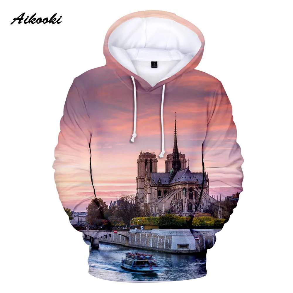 Harajuku Youthful Forever Famous Notre Dame De Paris 3D print Hoodies Sweatshirts Men/Women Sweatshirt Long Sleeve Pullovers