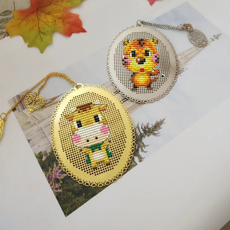 Chinese Zodiac Craft Stich Cross Stitch Bookmark Metal Silver Golden Needlework Embroidery Crafts Counted Cross-Stitching Kit