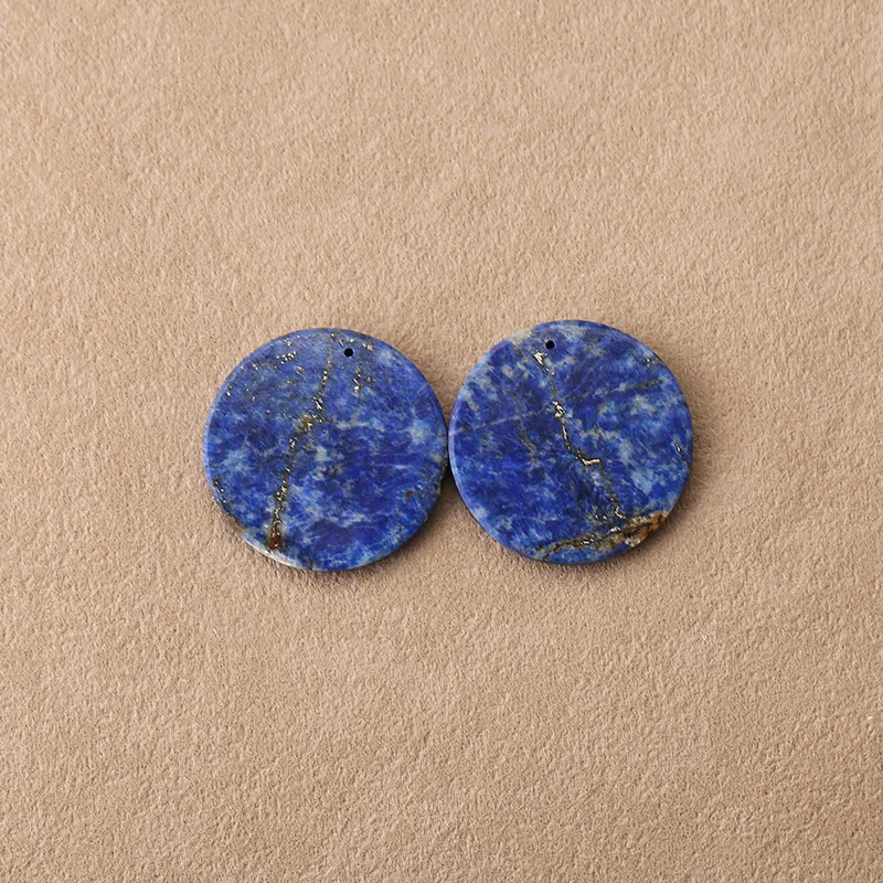 Natural Lapis Lazuli Round Earrings Beads for Jewelry Making, Handmade Natural stones beads 30*4mm 15.6g 3