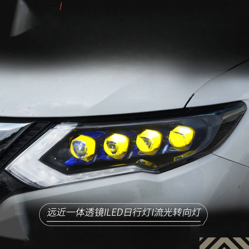 Suitable for Nissan X-Trail  2017-2019 Headlight Assembly Modified LED Daytime Running Light Flowing Turn Signal Lens