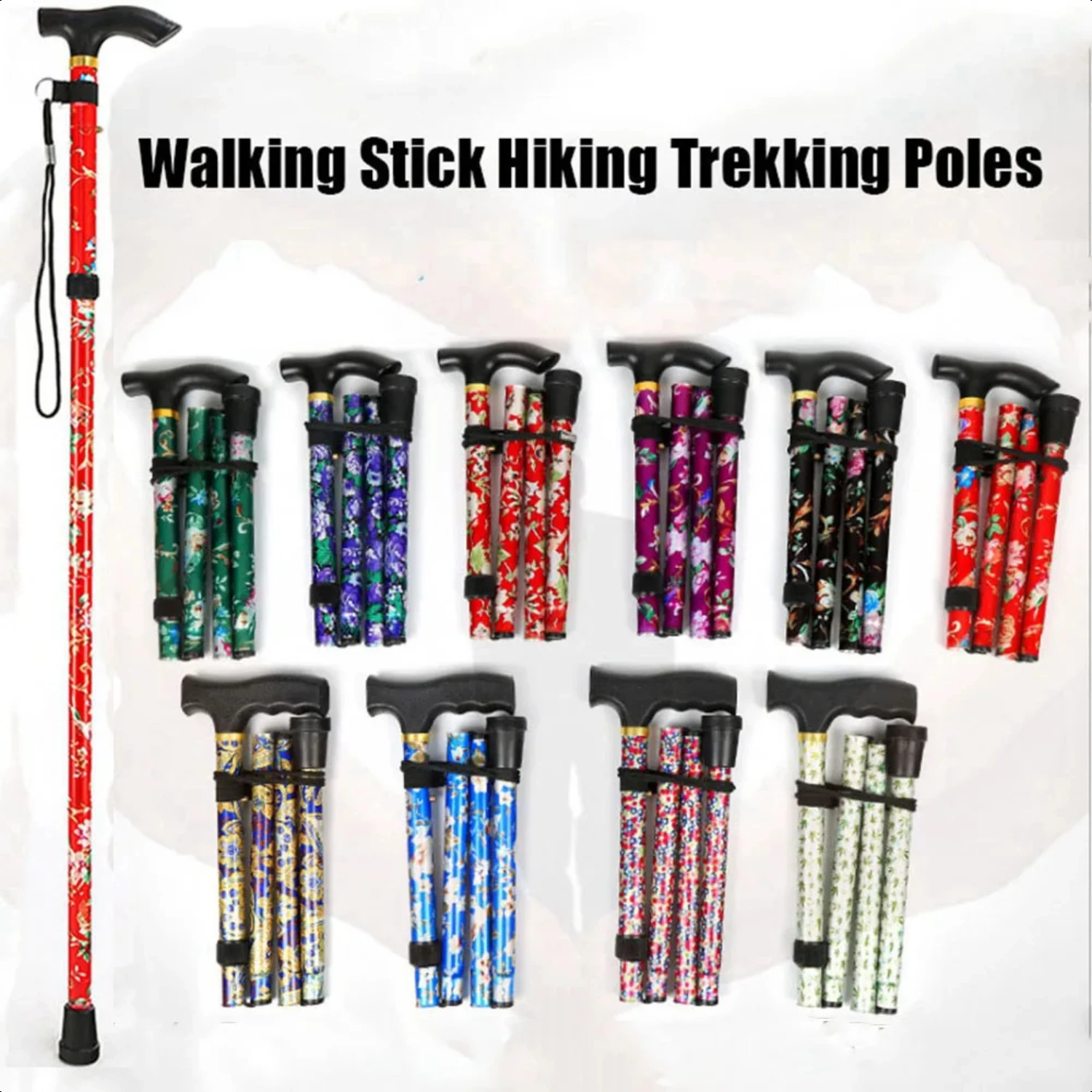 Hot  Telescopic Walking Sticks Collapsible Cane Trusty Running Canes Folding Hiking Trekking Poles  the Elder Alpenstocks Compas