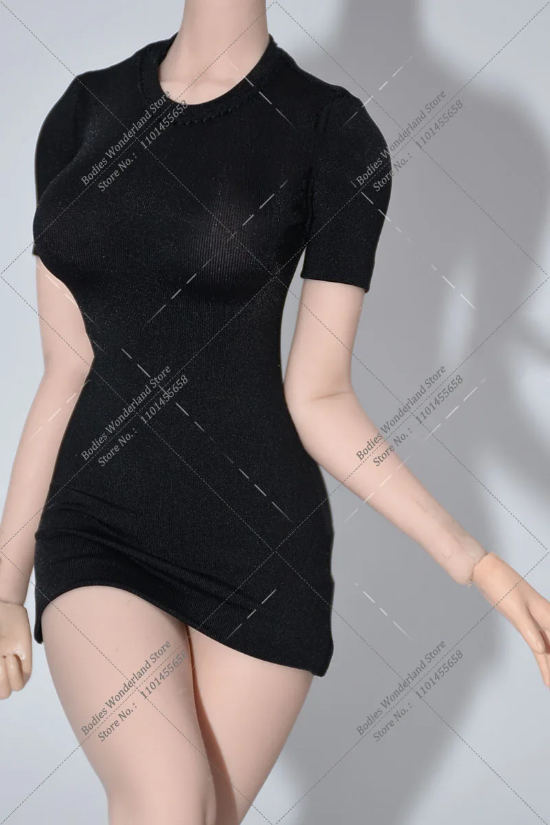 5 Colors 1/6 Scale Round Neck Half Sleeve Ice Silk Dress Tights Skirt Clothes Model for 12'' Action Figure Body