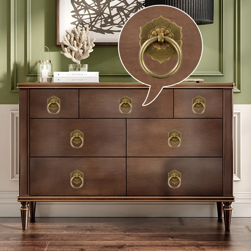 

Diameter 30 35 40 50 60mm Solid Pure Copper Retro Plane Drop Ring Drawer Cabinet Dresser Cupboard Wardrobe Door Pull Knob Handle