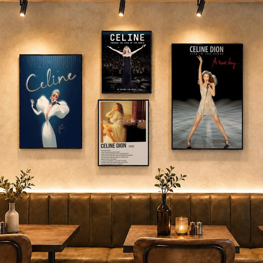 Pop Icon C-Celine DionS Poster Vintage Retro Anime Poster Stickers Peel and Stick Wall Art Home Decor