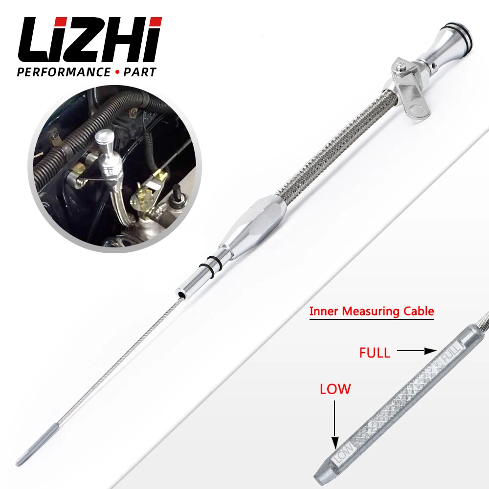 LIZHI - Stainless Steel Flexible Engine Oil Dipstick Braided SBF for Ford 260 289 302 Mustang Truck Small Block LZ-GJ004