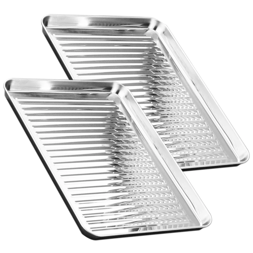 

2 Pcs Stainless Steel Bakeware Baking Tool Non-stick Pan Cookie Pans for Tray Bread Small