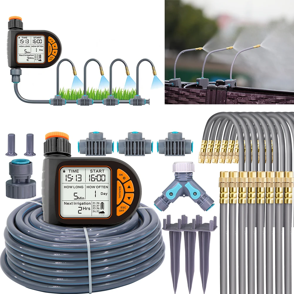 MUCIAKIE 5/10M automatyczny System rozpylania zraszacza do nawadniania zestaw uniwersalny Atomizer inteligentny przełącznik zaworu ogrodowy