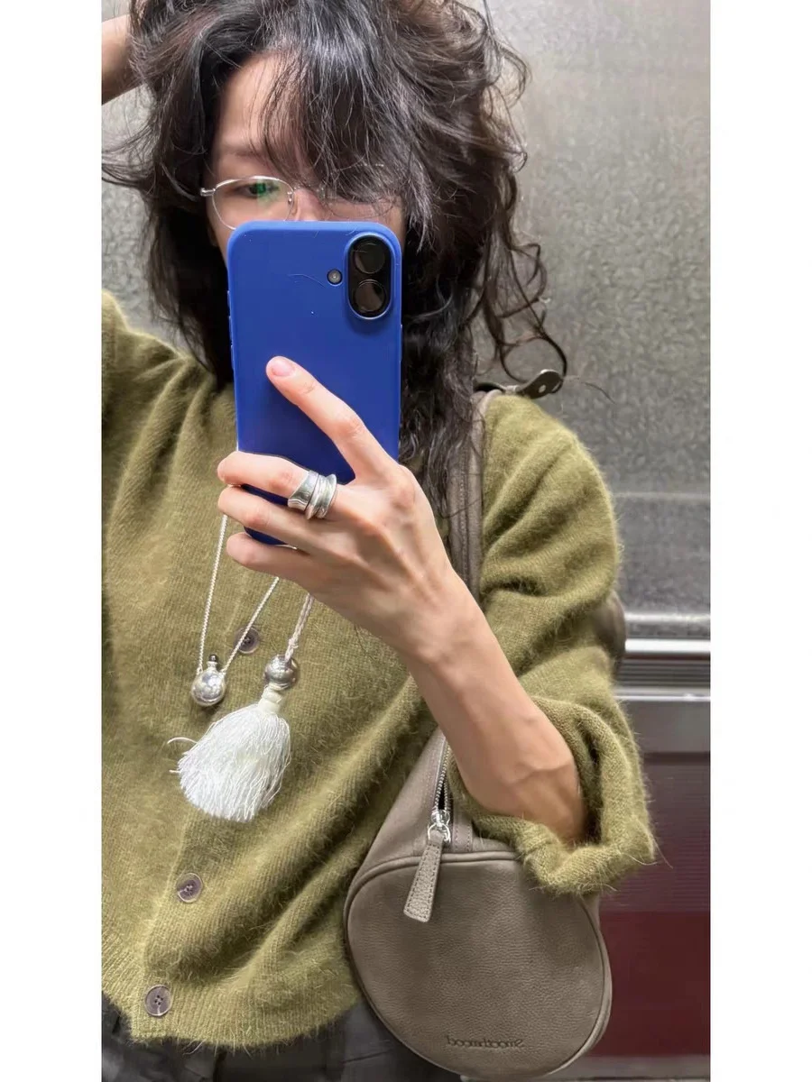 

Loose Women's Woolen Sweater Autumn New Arrival Korean Sle Lazy Sle Faionable Cardigan Long Sve round Ne Color